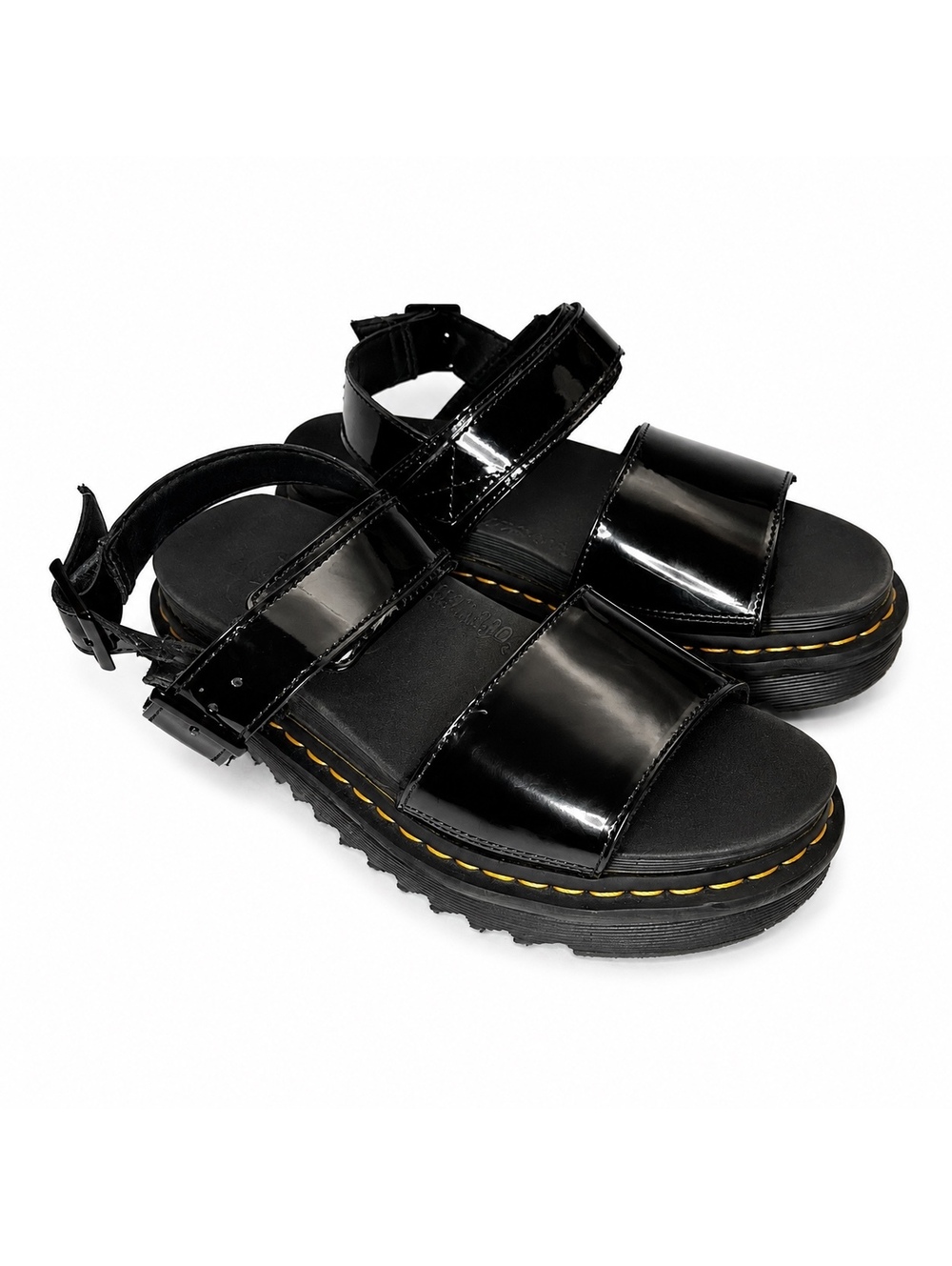Dr. Martens Voss Black Patent Leather Platform Sandals Women’s US 8 EU 39